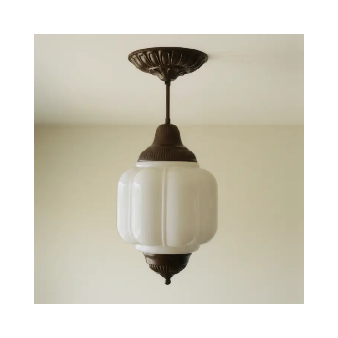 Schoolhouse Milk Glass Ceiling Light