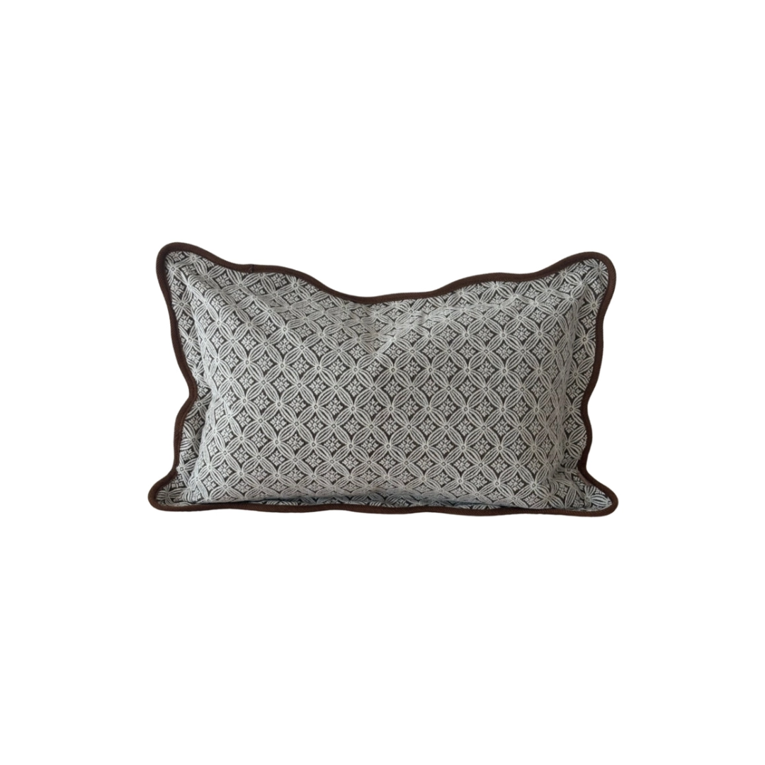 Chloe Brown Printed Scalloped Pillow