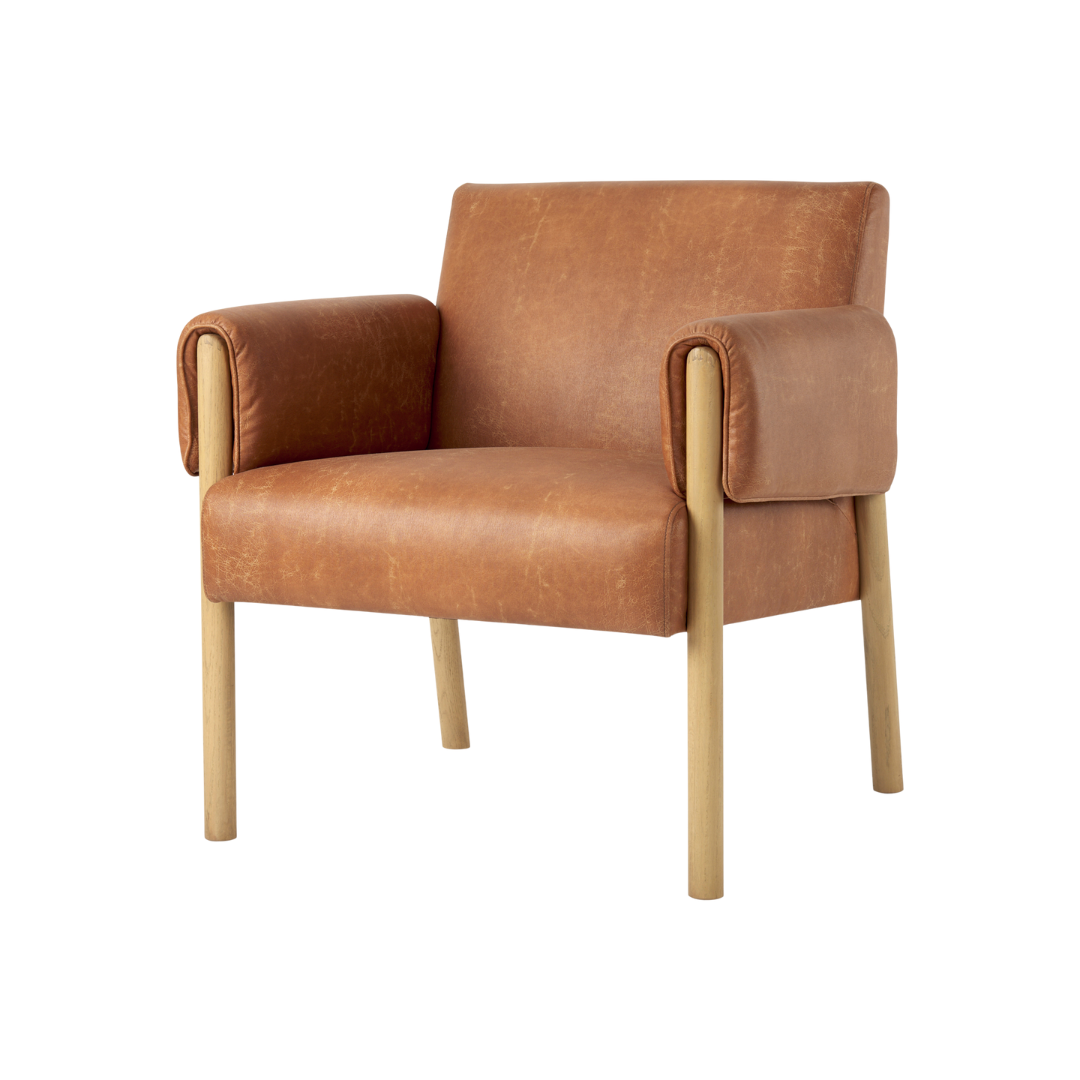 Ashton Accent Chair in Brown Faux Leather
