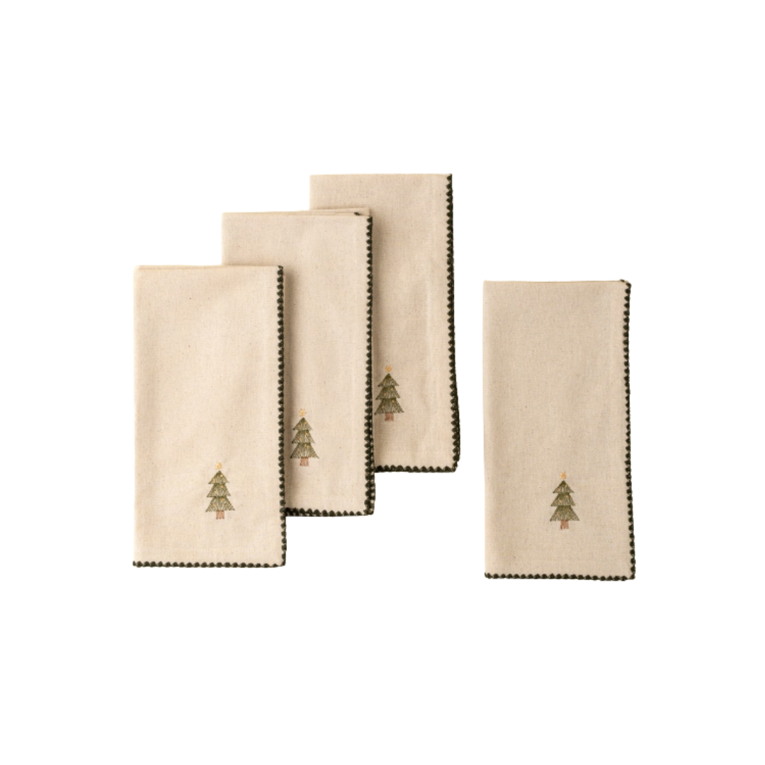 Festive Tree Embroidered Napkin Set