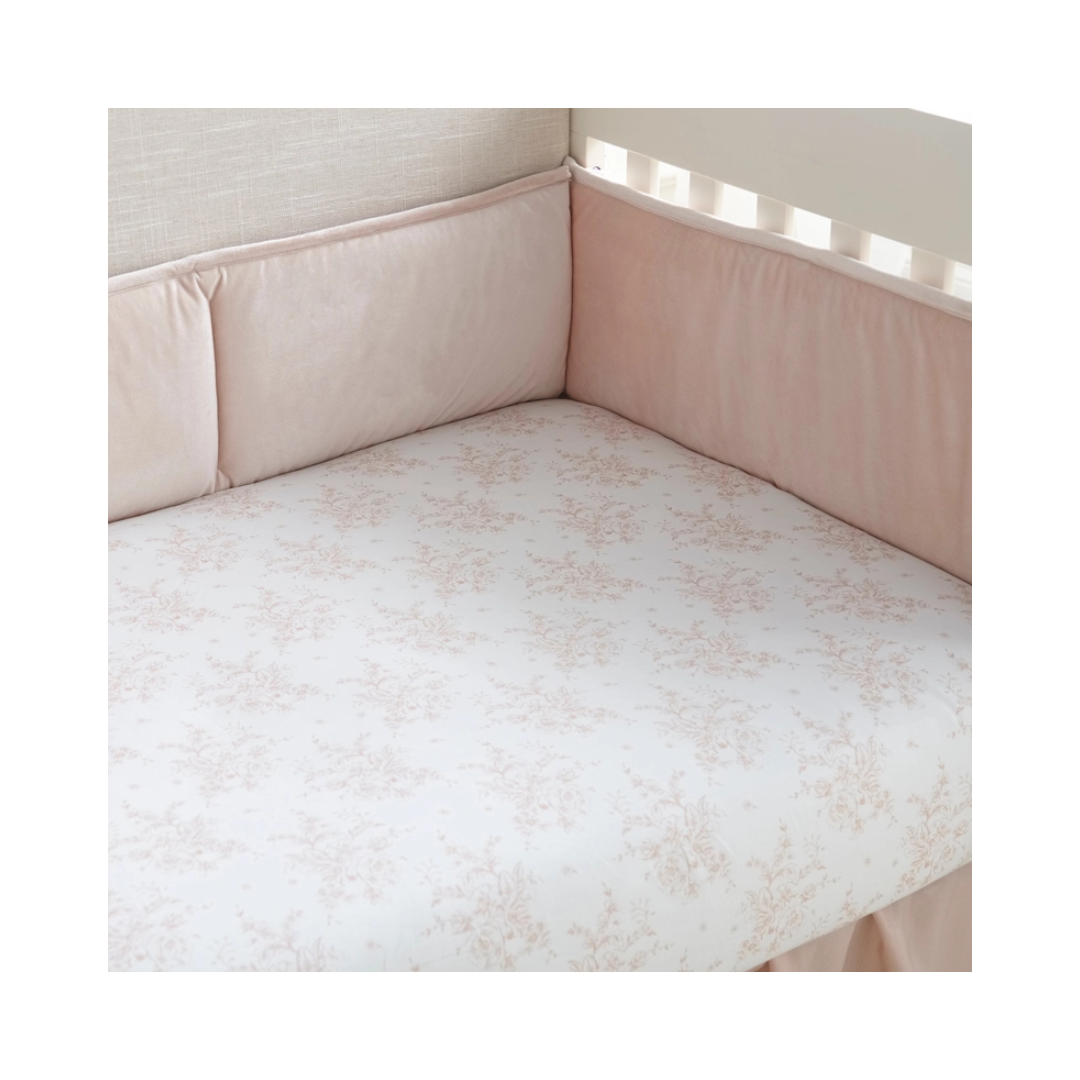 Heritage Peach Blush Floral Organic Cotton Crib Fitted Sheet