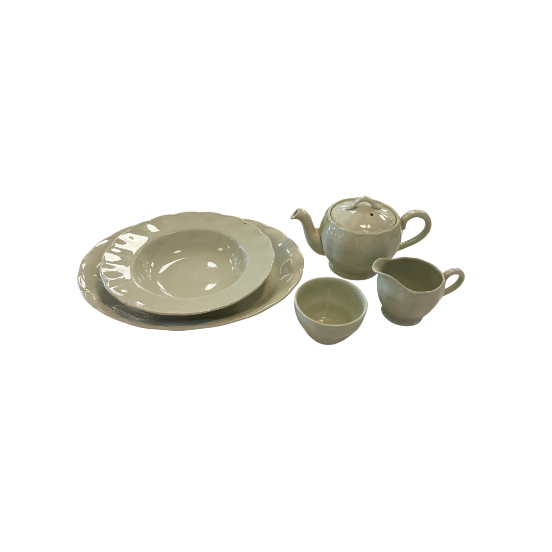 Found Sage Petal Ware Serving Set