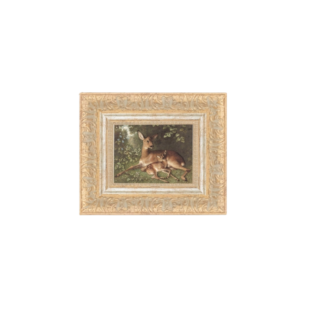 Doe with Fawn Framed Art