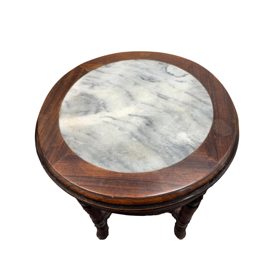 Found Wood Marble Top Stools