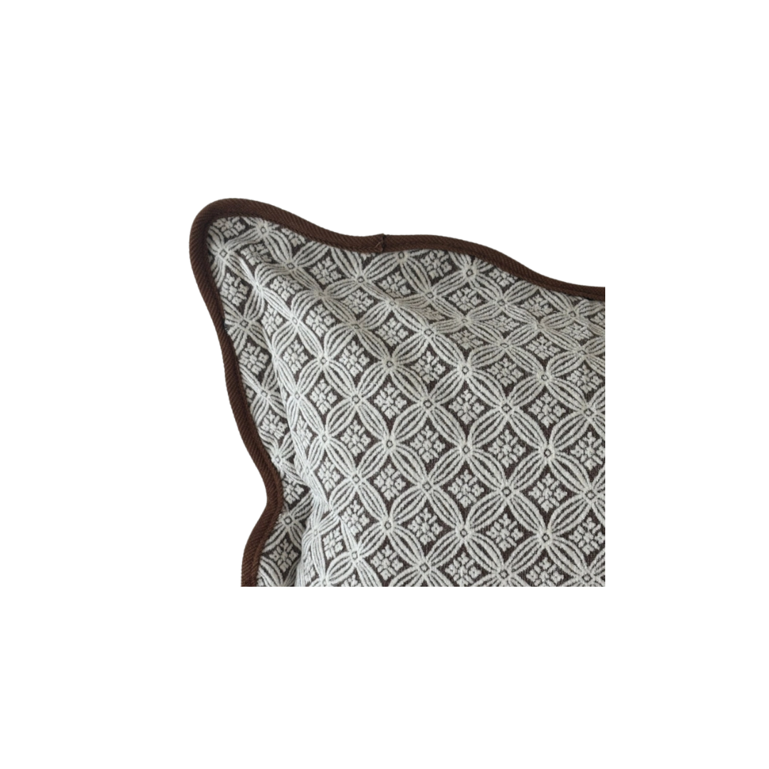 Chloe Brown Printed Scalloped Pillow