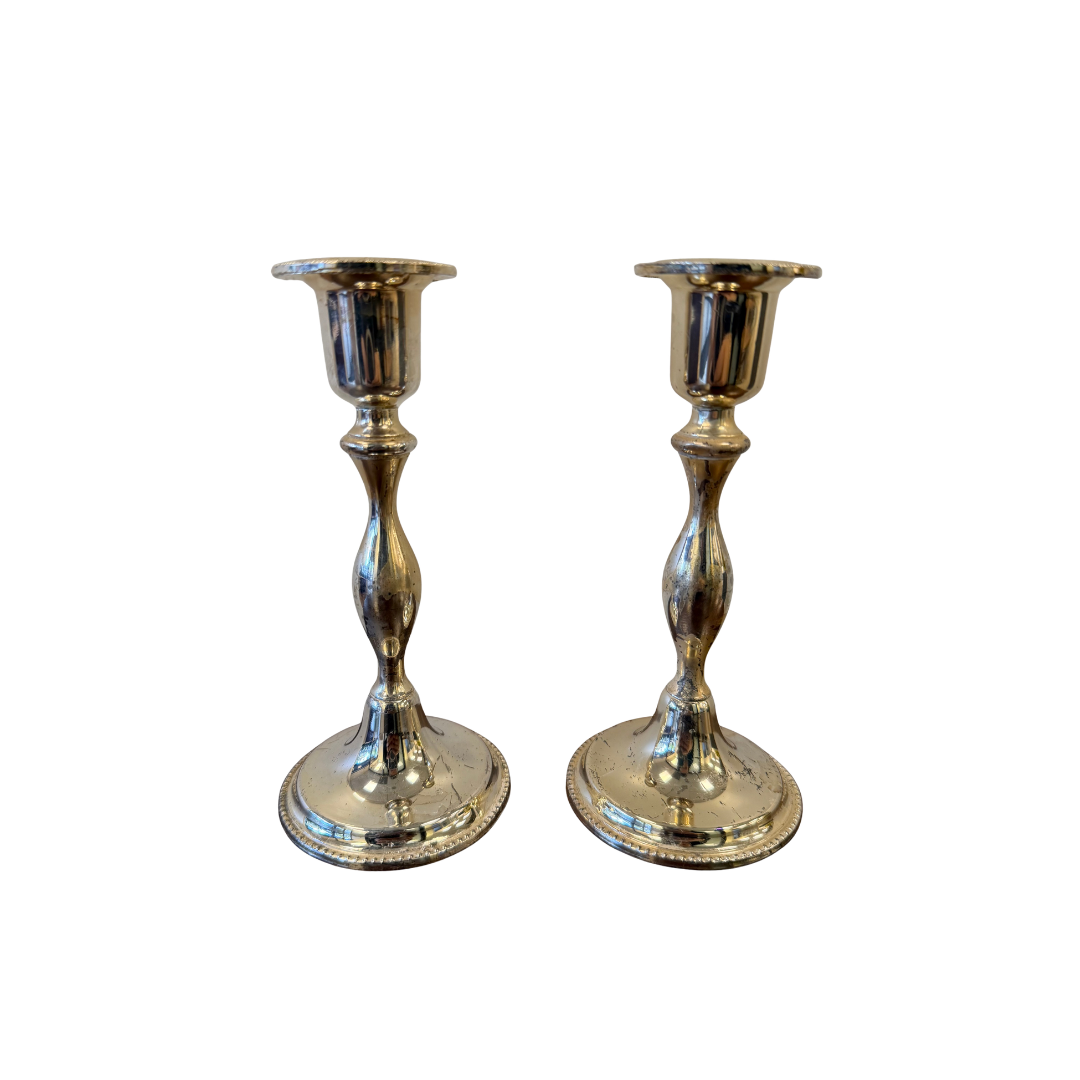Found Silver Taper Holder Set of 2