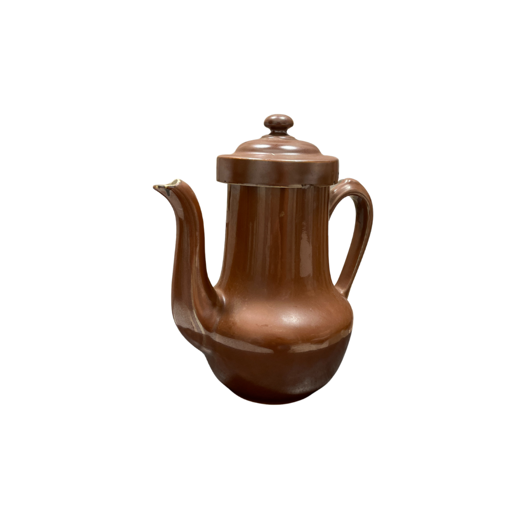 Found Tall Brown Ceramic Tea Pot