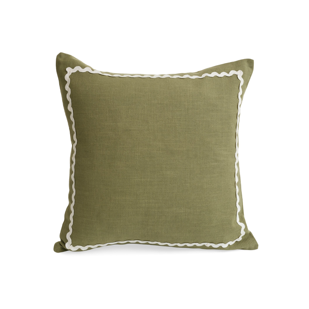 Moss Green Scallop Patch Pillow