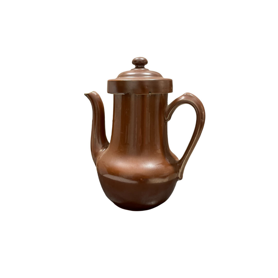 Found Tall Brown Ceramic Tea Pot