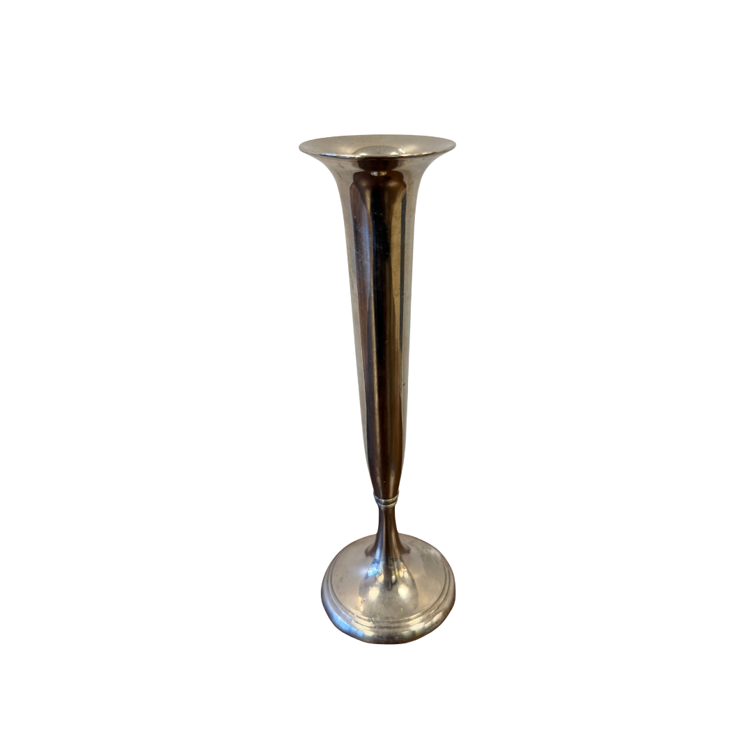 Found Tall Silver Bud Vase