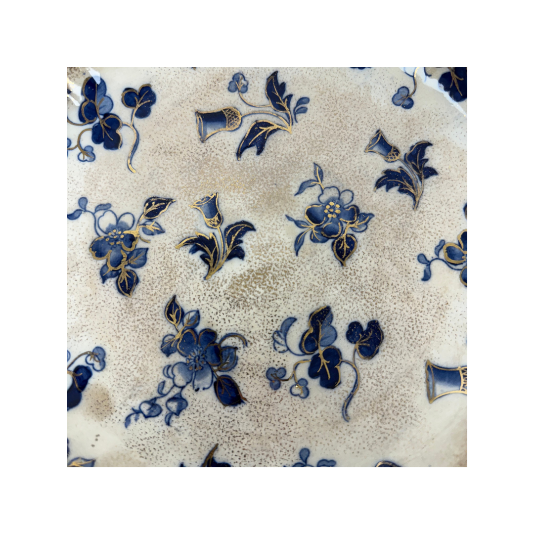 Found Blue Floral and Ivory Plate