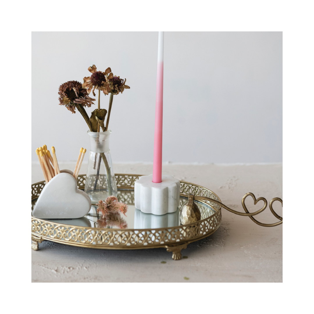 Marble Scalloped Mini Taper Holder