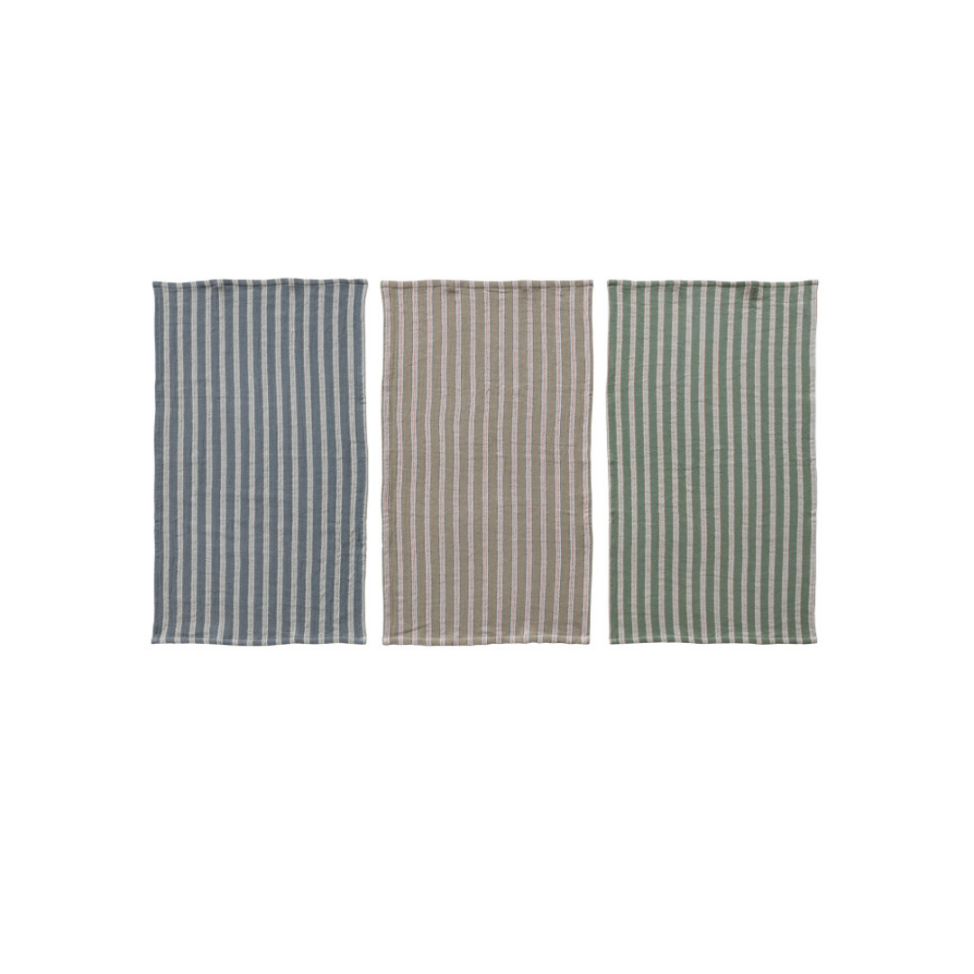 Woven Cotton Double Cloth Striped Tea Towel