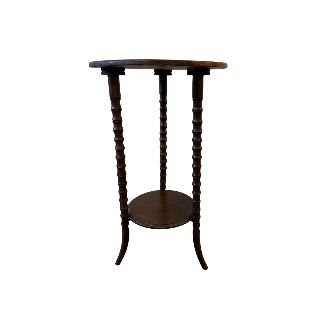 Found Turned-Leg Round Side Table