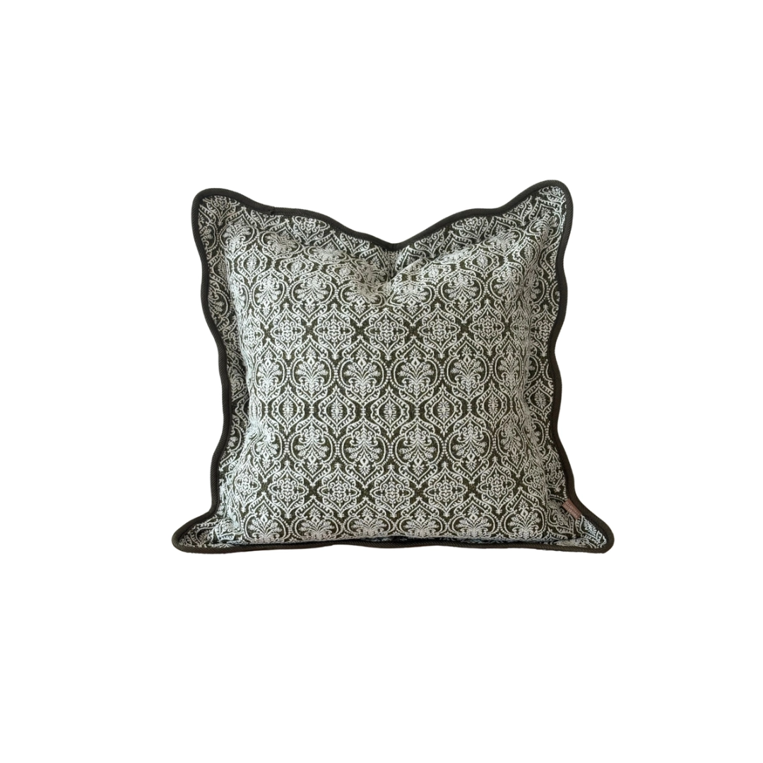 Chloe Olive Printed Scalloped Pillow