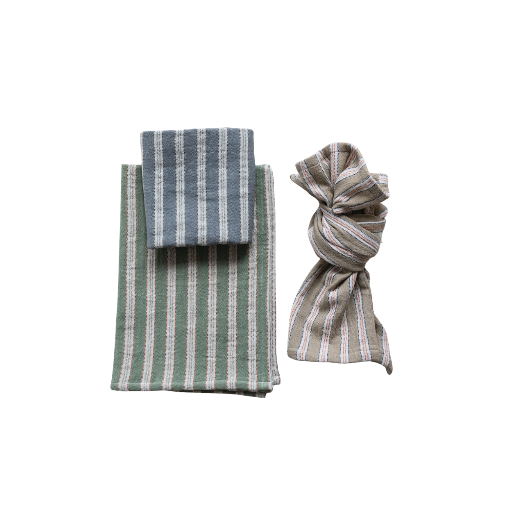 Woven Cotton Double Cloth Striped Tea Towel