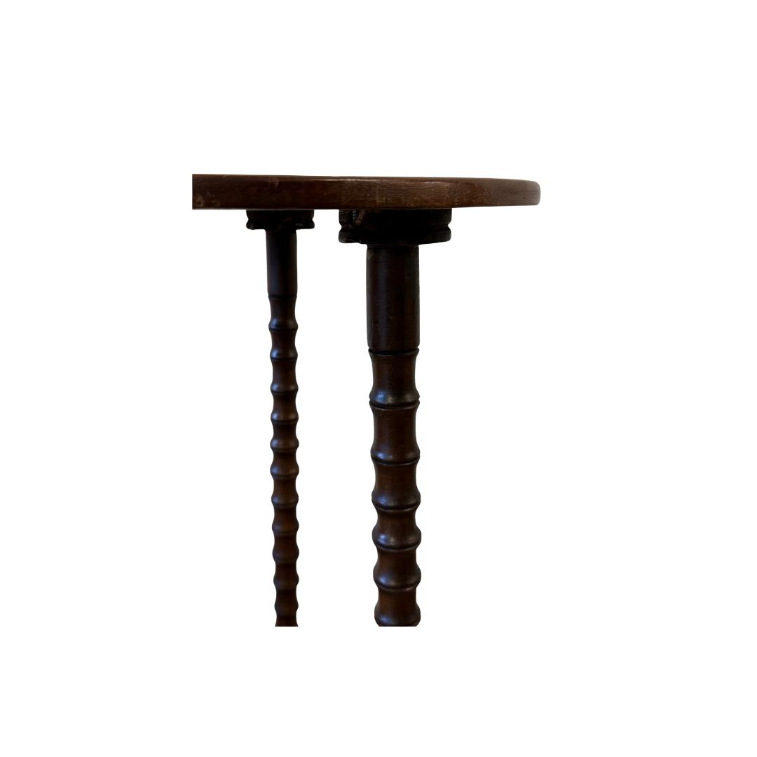 Found Turned-Leg Round Side Table