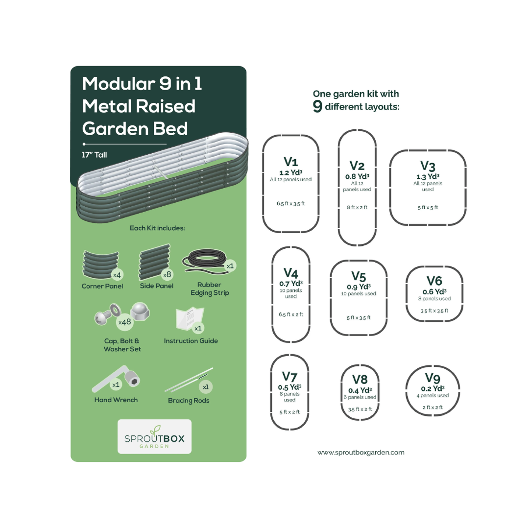 Sproutbox 17” Tall Modular 9 in 1 Garden Box