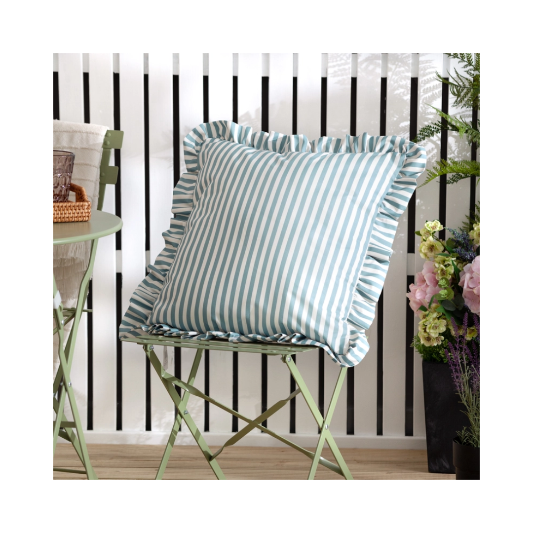 Millie Ruffle Striped Outdoor Cushion