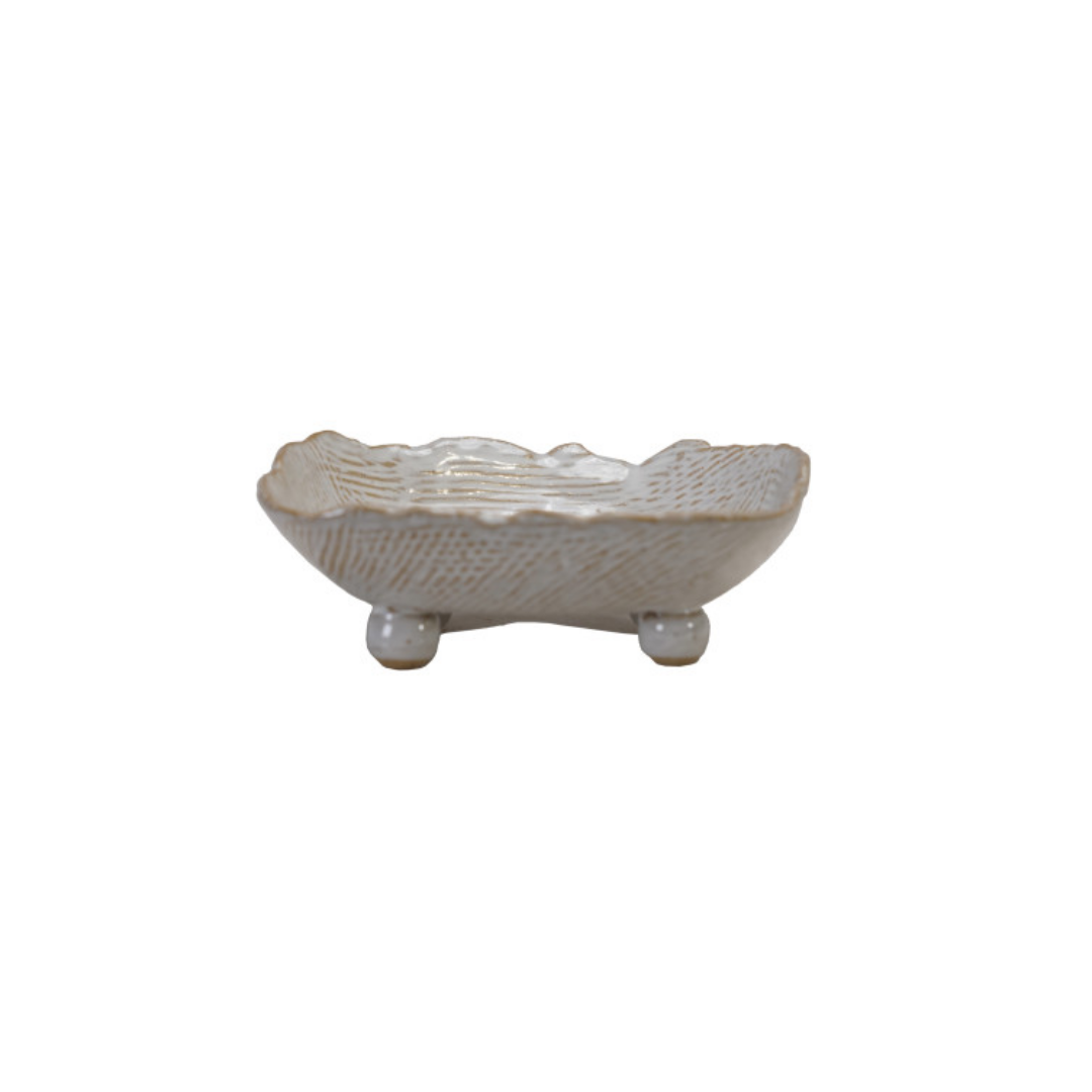 Stoneware Organic Shaped Footed Dish