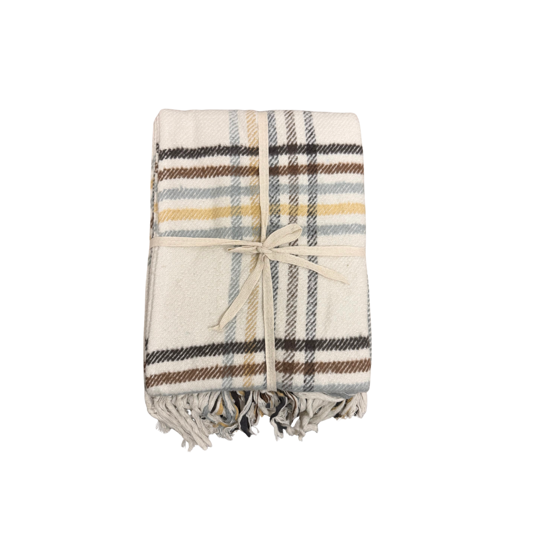 Checkered Fringe Throw Blanket