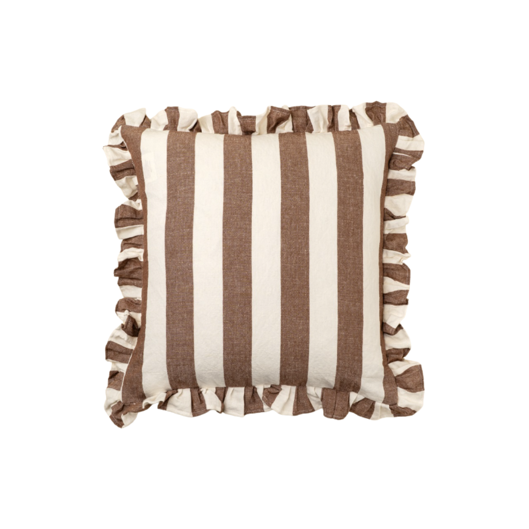 Thick Stripe Ruffle Pillow