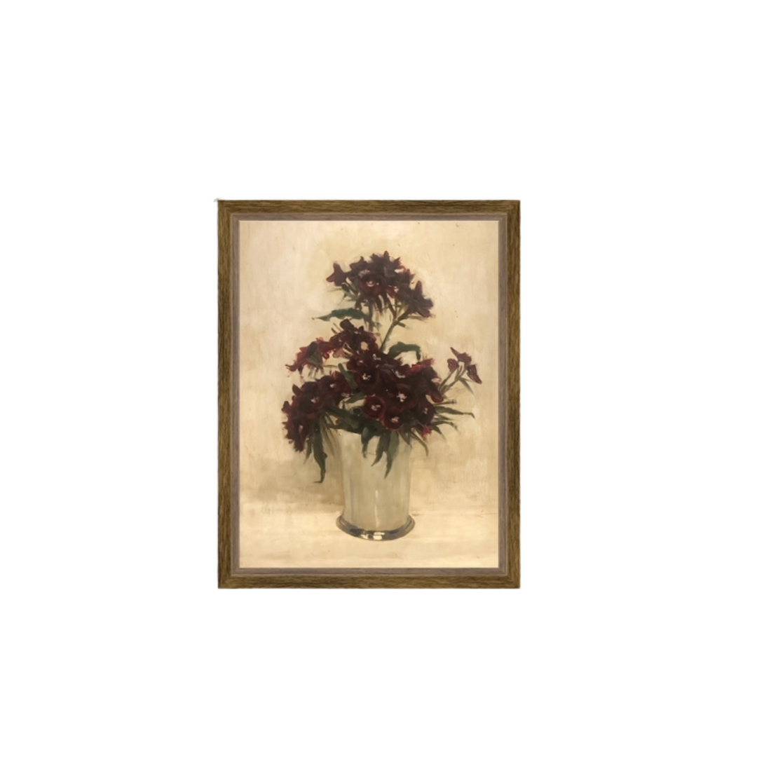 Maroon Flowers Framed Art