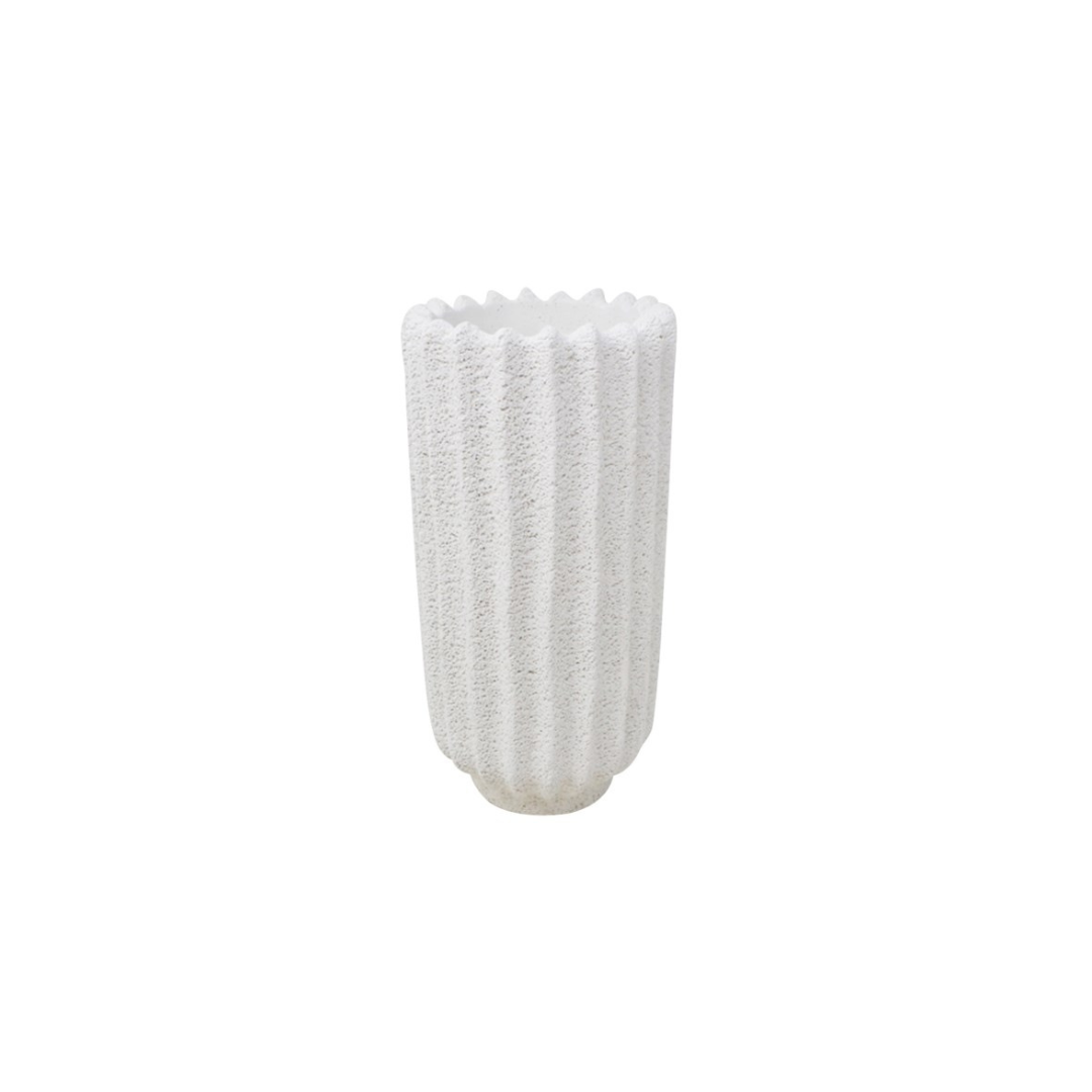 Tall White Fluted Pot