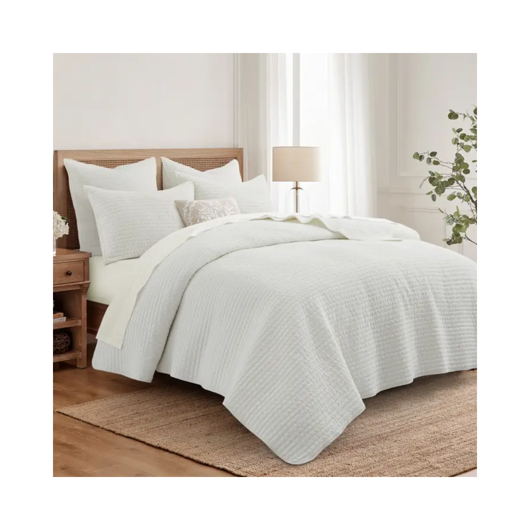 Eyelet Cream Quilt Set