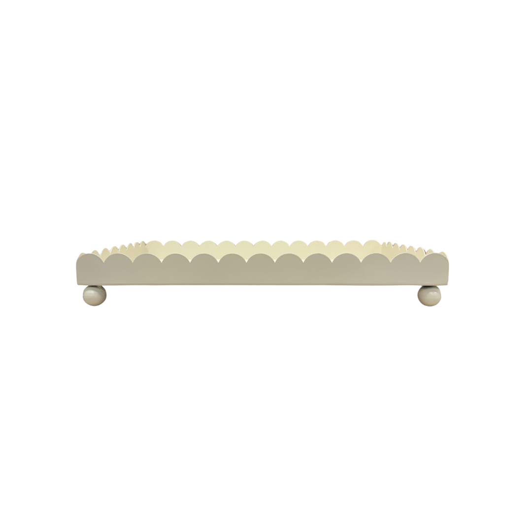 Cream Scalloped Metal Tray