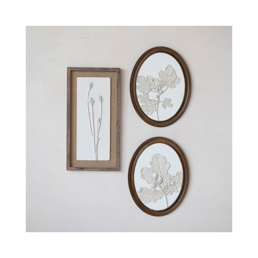 Plaster Cast Leaves & Acorns Wall Art