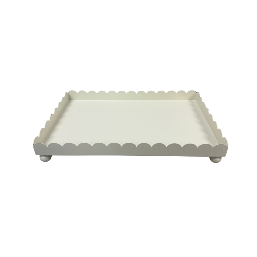 Cream Scalloped Metal Tray