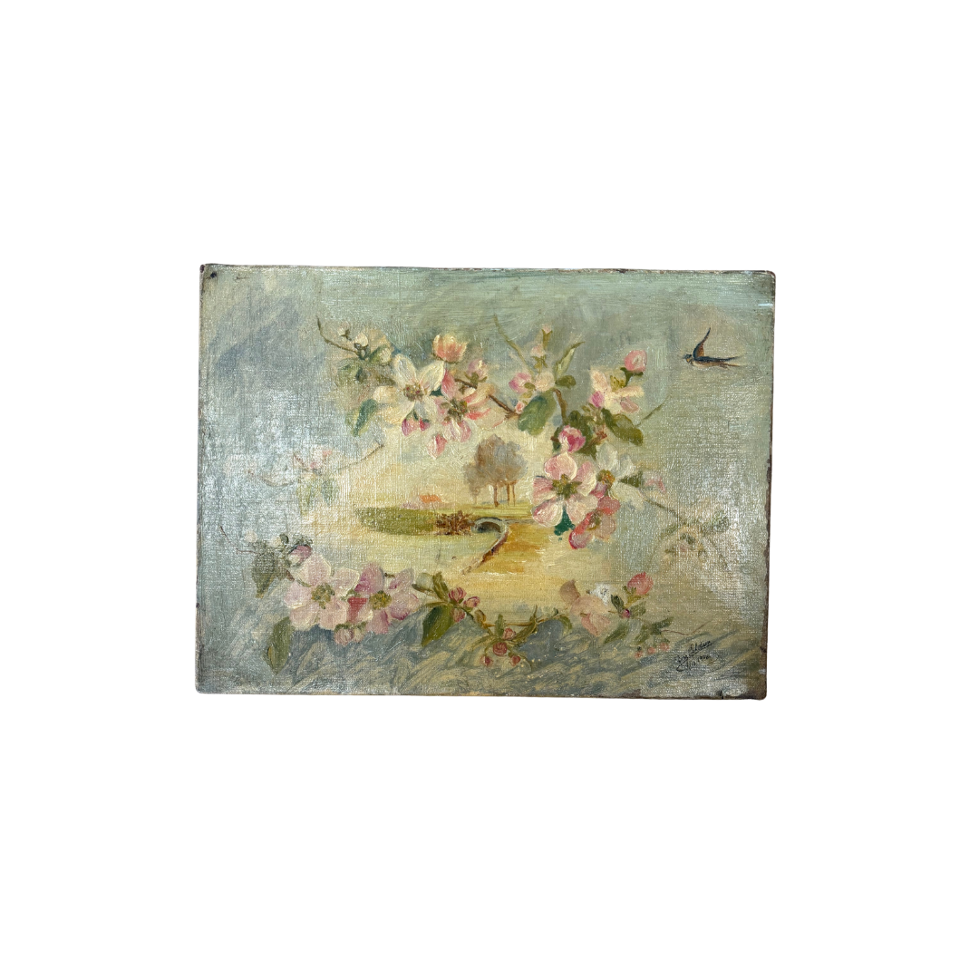 Found 1906 French Floral Frame Painting