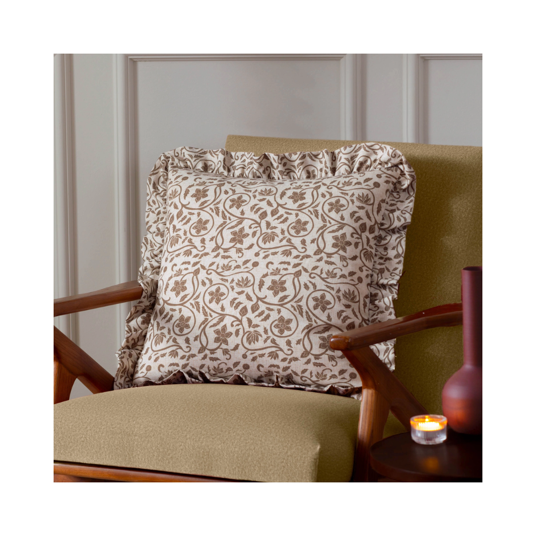 Filigree Printed Ruffle Pillow