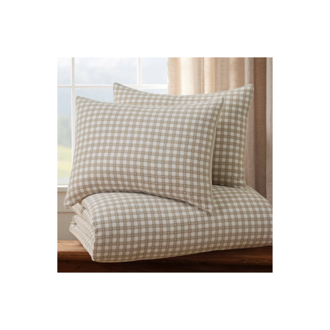 Camden Gingham Stitch Taupe Duvet Set