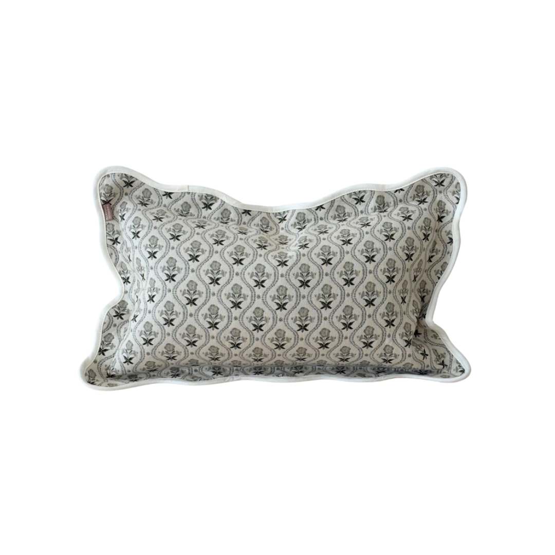 Sage Printed Scalloped Edge Pillow