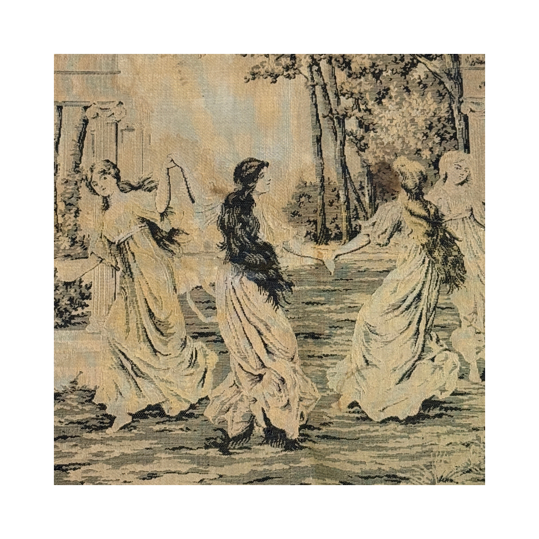 Found "Dancing in the Garden" Tapestry (19th Century)