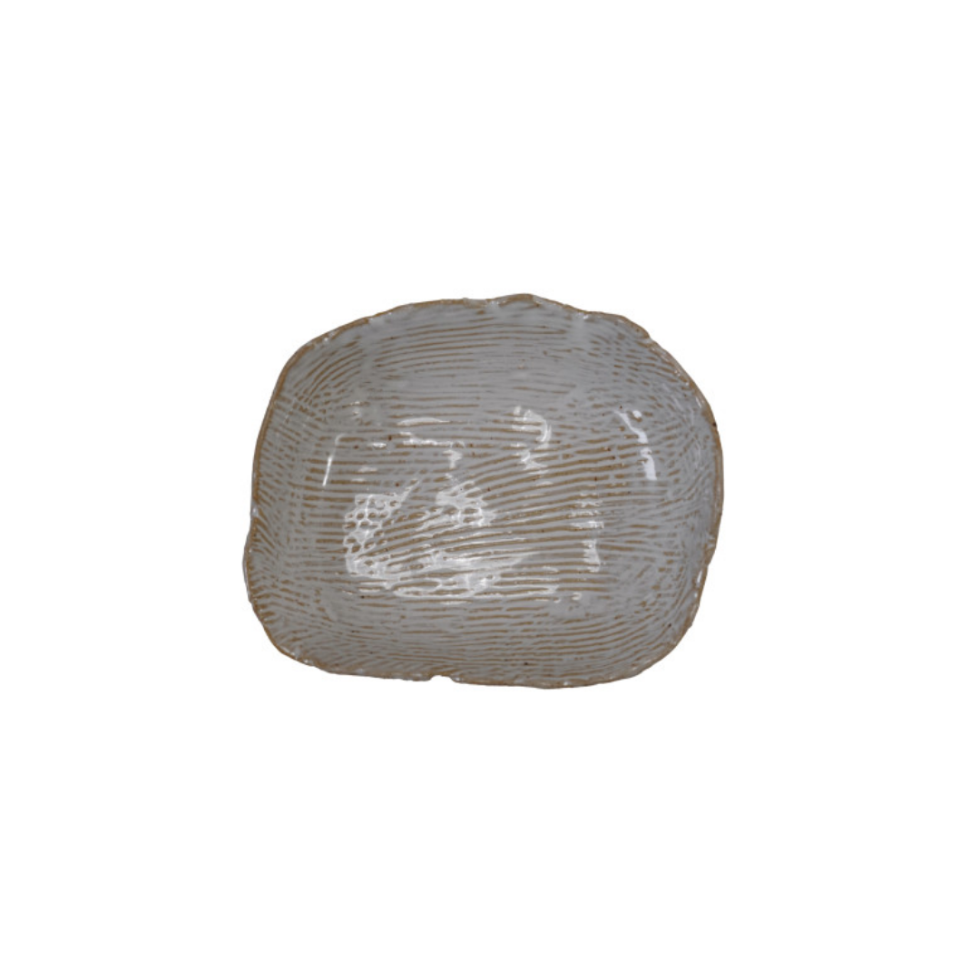 Stoneware Organic Shaped Footed Dish