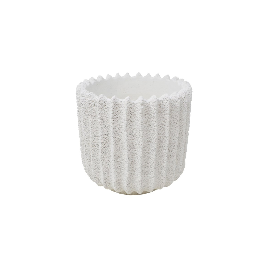 White Fluted Pot