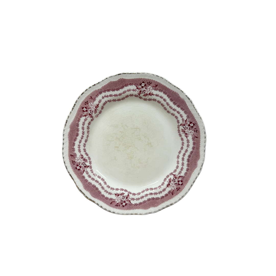 Found Small Ridgway Red Floral Plates