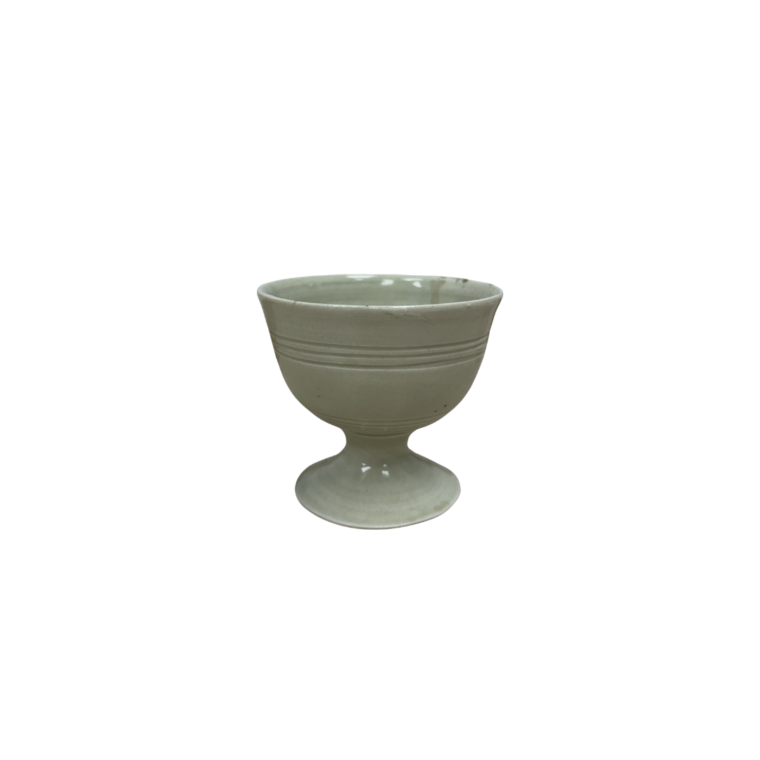 Found Green Pedestal Bowl