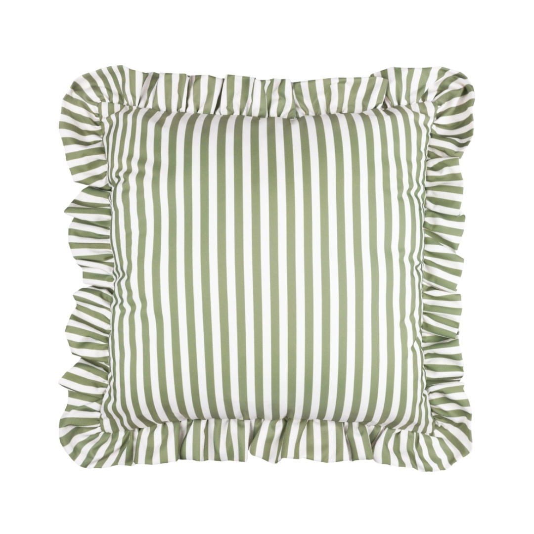 Millie Ruffle Striped Outdoor Cushion