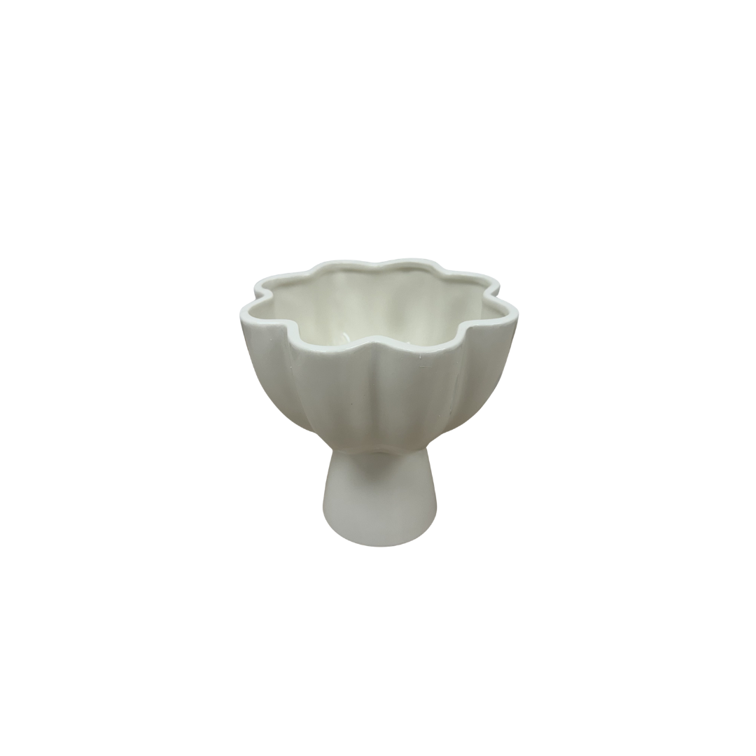 Cream Flower Small Pedestal Bowl