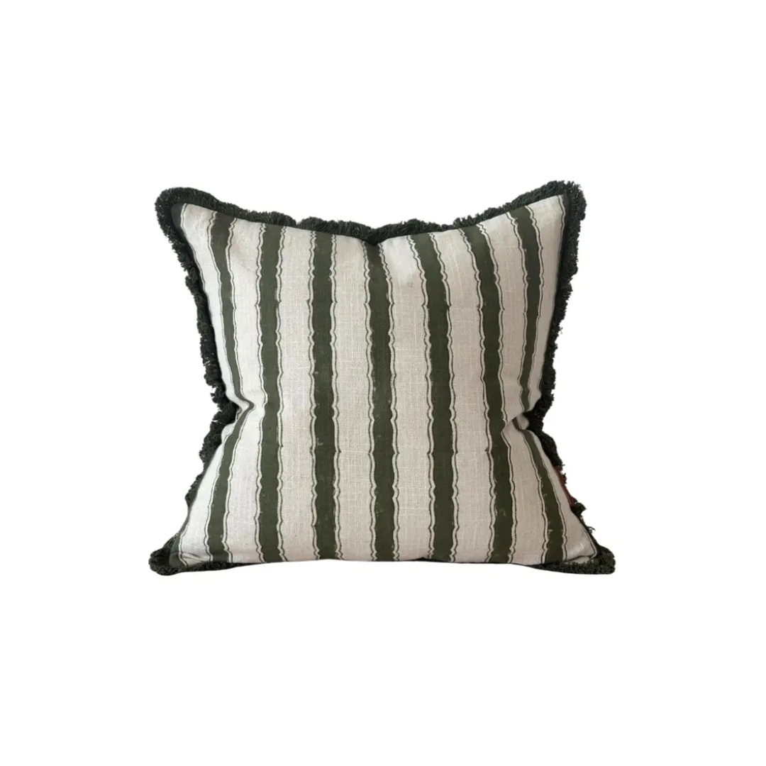 Sadie Olive Vintage Striped Pillow