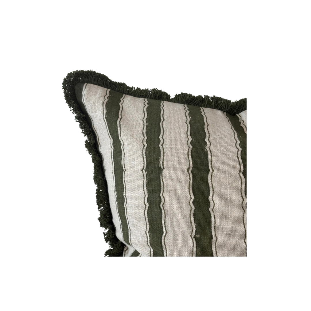 Sadie Olive Vintage Striped Pillow