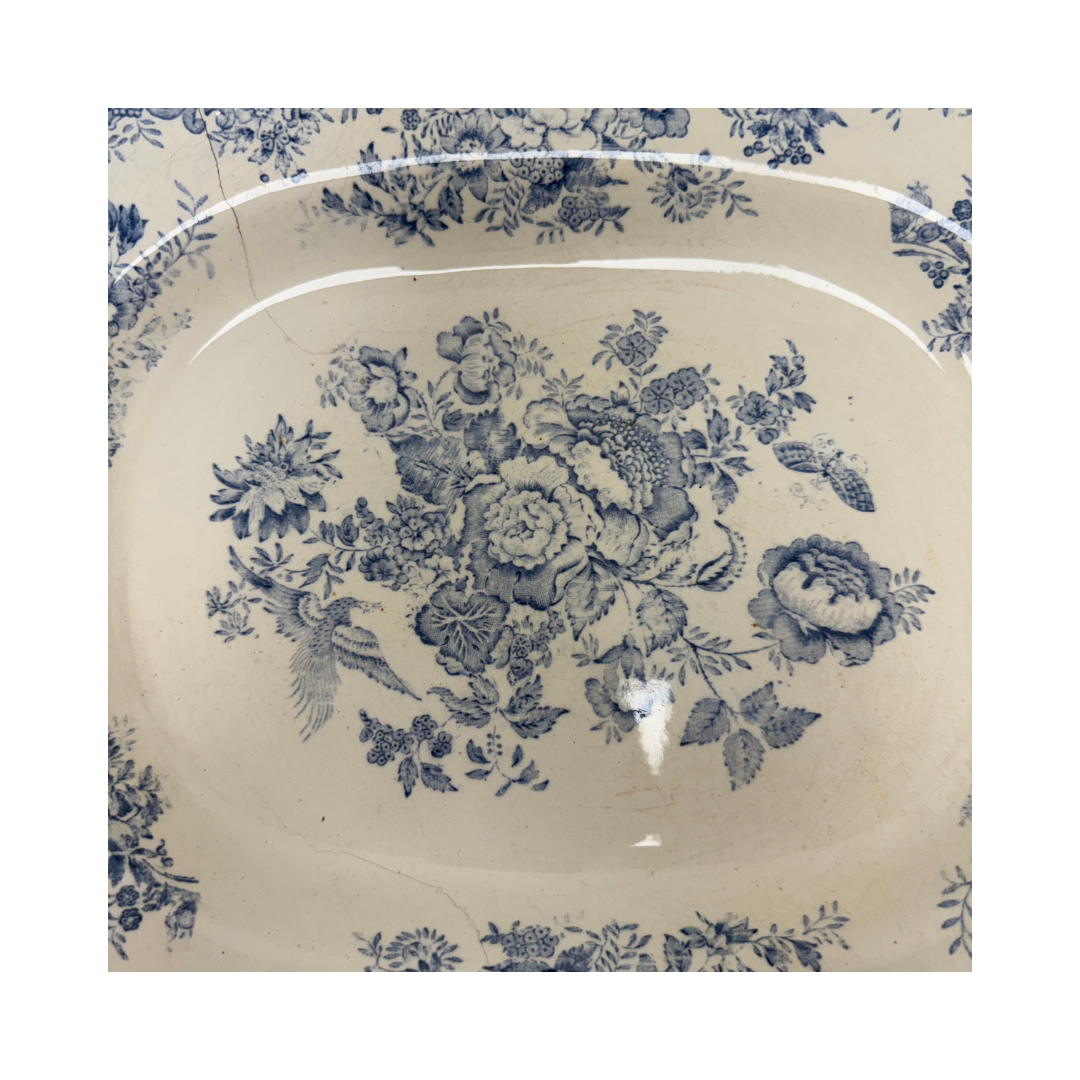 Found Blue Floral Porcelain Plate