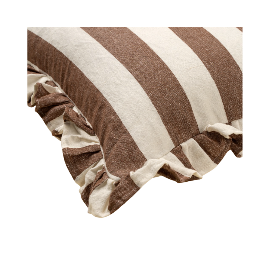 Thick Stripe Ruffle Pillow