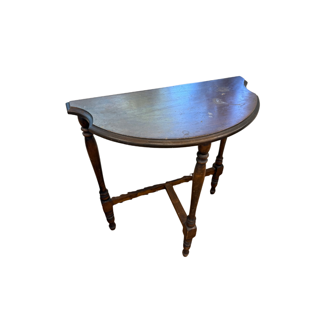 Found Half Moon Bobbin Leg Table
