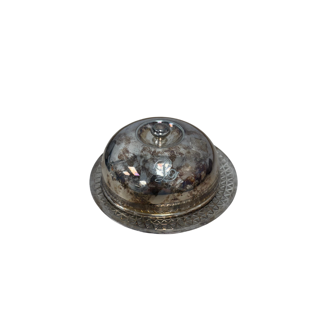 Found Silver Patinaed Butter Dish