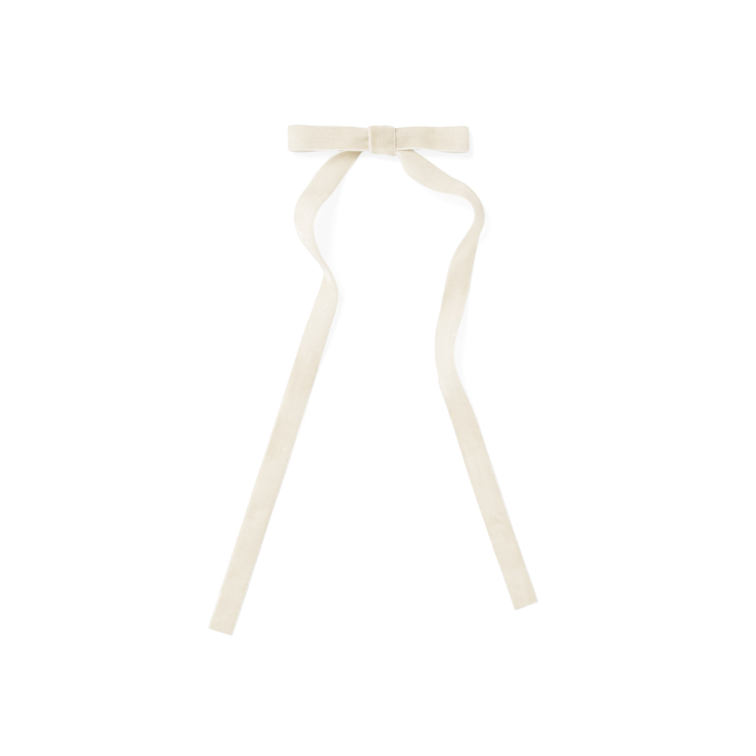 Ivory Velvet Bow Clip